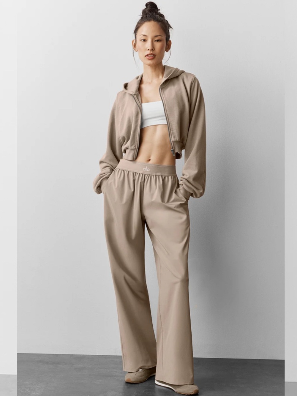 ALO Yoga Wide Leg High-Rise Pants in Taupe - Picture 6 of 6